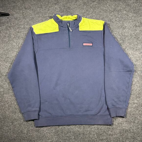 Vineyard Vines Mens 1/4 Zip Sweatshirt M Blue Shep Shirt Martha's Vineyard - Picture 1 of 7